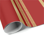 kerstrood goudstrips cadeaupapier (Rol Hoek)