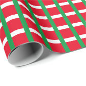 Kerstrood, groen en wit, gevlekt rooster cadeaupapier (Rol Hoek)