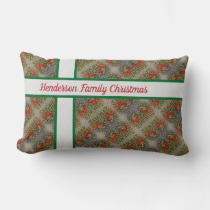 Kerstrood groen feestpatroon kussen