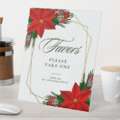 Kerstrood, groen geometrische feestdagen reclamebord met voetstuk (Insitu)