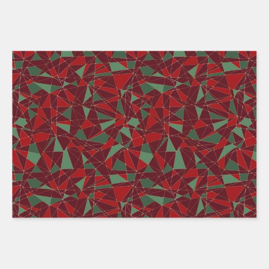 Kerstrood groen goud patroon inpakpapier vel (Voorkant 3)