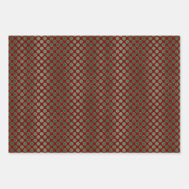 Kerstrood groen goud patroon inpakpapier vel