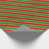 Kerstrood groen goud Snoep Stripes Patroon Cadeaupapier (Hoek)