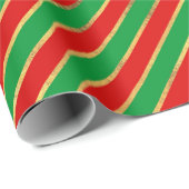 Kerstrood groen goud Snoep Stripes Patroon Cadeaupapier (Rol Hoek)