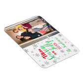 Kerstrood groen is de Snowflake van het seizoen Magneet (Rechterzijde)