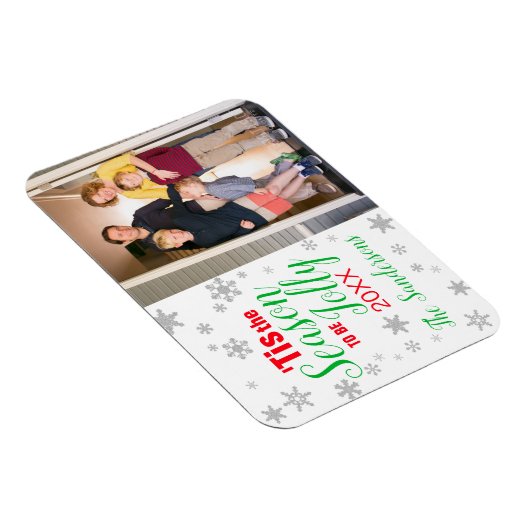 Kerstrood groen is de Snowflake van het seizoen Magneet (Rechterzijde)