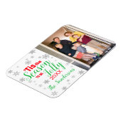 Kerstrood groen is de Snowflake van het seizoen Magneet (Linkerzijde)