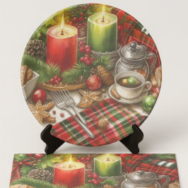 Kerstrood & Groen Kaarslicht met Koekjes Tissuepapier