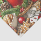 Kerstrood & Groen Kaarslicht met Koekjes Tissuepapier (Detail)