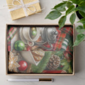 Kerstrood & Groen Kaarslicht met Koekjes Tissuepapier (Geschenk)