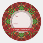 kerstrood-groen Label Ronde Sticker (Voorkant)