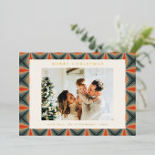 Kerstrood - groen, middelbaar, met reserveband, fo folie feestdagenkaart (Staand Voorkant)