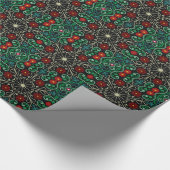 Kerstrood, groen ontwerppapier cadeaupapier (Hoek)