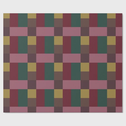 Kerstrood groen roze bruin kleurenblok cadeaupapier (Vlak)