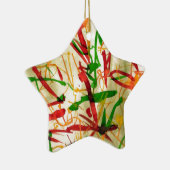 Kerstrood-groen Star-sieret Keramisch Ornament (Rechts)