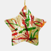 Kerstrood-groen Star-sieret Keramisch Ornament (Voorkant)
