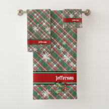 Kerstrood Groen Tartan Spelnaam Sjabloon