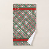 Kerstrood Groen Tartan Spelnaam Sjabloon Bad Handdoek (Handdoek)