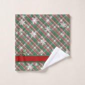 Kerstrood Groen Tartan Spelnaam Sjabloon Bad Handdoek (Wasdoekje)