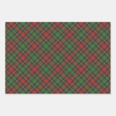 kerstrood-groen tartan-vlakbeelddiagonaal inpakpapier vel (Voorkant 3)