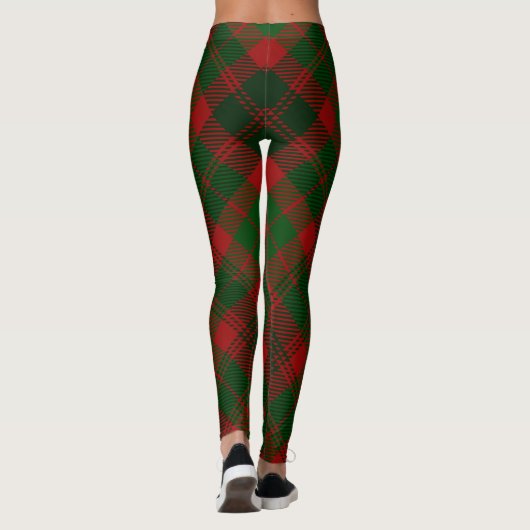 Kerstrood groen toneelpatroon leggings (Achterkant)