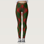 Kerstrood groen toneelpatroon leggings (Voorkant)