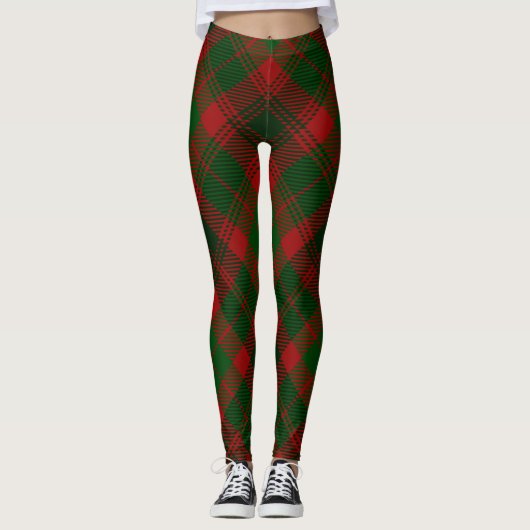 Kerstrood groen toneelpatroon leggings (Voorkant)