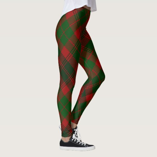 Kerstrood groen toneelpatroon leggings (Rechts)
