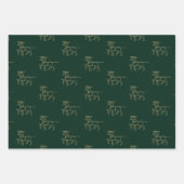 Kerstrood groen zwart goud rendieren van Kerstmis Inpakpapier Vel (Voorkant 2)