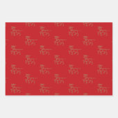 Kerstrood groen zwart goud rendieren van Kerstmis Inpakpapier Vel (Voorkant)