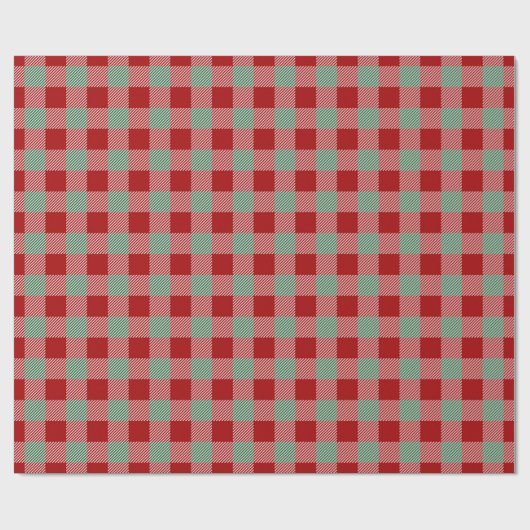 Kerstrood-groene buffelpatroon cadeaupapier (Vlak)