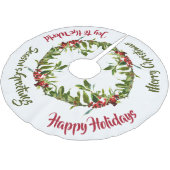 kerstrood Holly Berry Boughs Custom Message Kerstboom Rok (Gekanteld)
