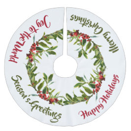 kerstrood Holly Berry Boughs Custom Message Kerstboom Rok