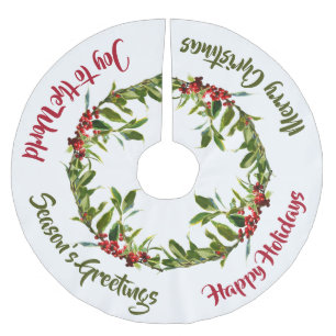 kerstrood Holly Berry Boughs Custom Message Kerstboom Rok