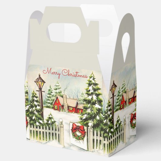 Kerstrood huis Lantaarn Pine Trees voor Vor Box Bedankdoosjes (Geopend)