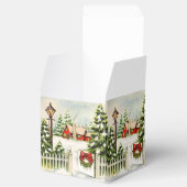 Kerstrood huis Lantern Pine Trees Bedankdoosjes (Geopend)
