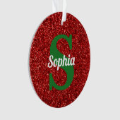 kerstrood Initiaal monogram naam Ornament (voorkant)