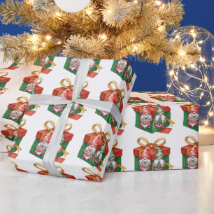 Kerstrood Kabouter en een Groene Kabouter Cadeaupapier