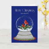 Kerstrood kardinaal sneeuw-Wereldbol, van ons alle Kaart (Gele Bloem)