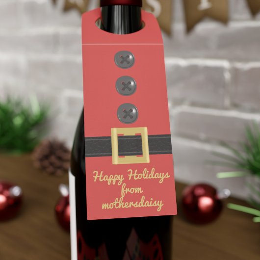 Kerstrood Kerstpak Feestelijke Bottle Hanger Label