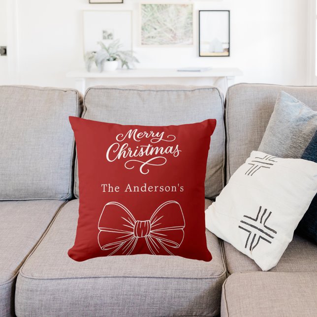 Kerstrood krabbelboogschrift  kussen (Creator heeft geüpload)