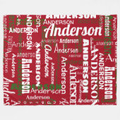 Kerstrood, lange naam herhalend fleece deken (Voorkant (Horizontaal))