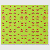 Kerstrood lint op felgroen cadeaupapier (Vlak)