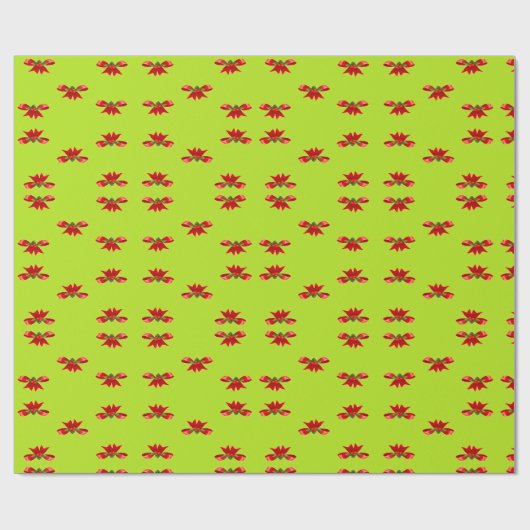 Kerstrood lint op felgroen cadeaupapier (Vlak)