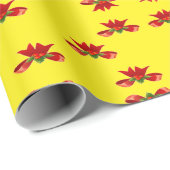 Kerstrood lint op geel cadeaupapier (Rol Hoek)