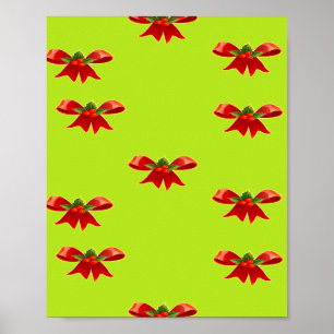 Kerstrood lint op groen poster