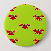 Kerstrood lint op groen ronde button 4,0 cm (Voorkant)