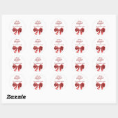 Kerstrood lint ronde sticker (Vel)