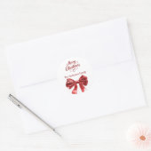 Kerstrood lint ronde sticker (Envelop)