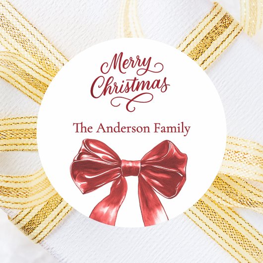 Kerstrood lint ronde sticker
